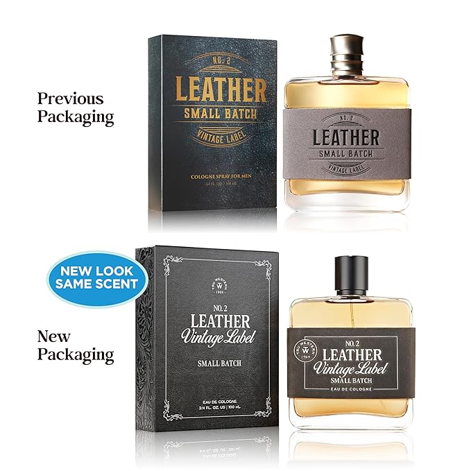 Leather No. 2 by Tru Western, Vintage Label Small Batch, 3.4 fl oz (100 ml), with Notes of Sage, Sued, and White Woods, Confident, Sexy, Modern Fragrance
