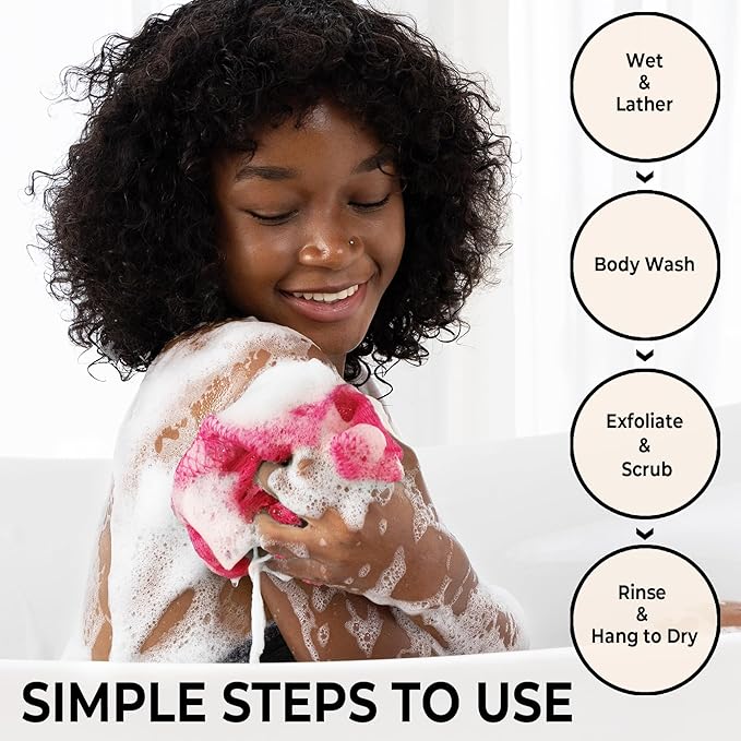 African Net Sponge Authentic - Back Scrub Exfoliating Net Sponge with Knots - 2 Pieces African Bath Sponges for Body Scrubber Exfoliator - Back Washer for Shower Accessories