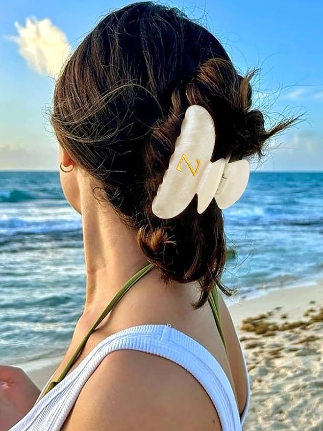 LILIE&WHITE Acrylic Letter Hair Clips For Women Stylish Z Initial Hair Claw Alphabet Hair Clip Fashion Glitter Monogram Claw Clip Elegant And Durable Hair Accessory Large Hair Clips Z