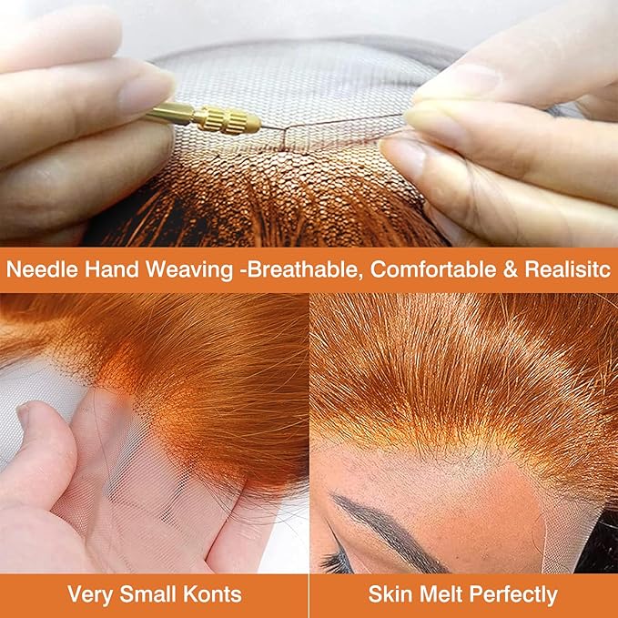Ginger Wig Human Hair 13x4 deep wave Ginger Orange Lace Front Wigs Human Hair HD Transparent Lace Frontal 350 Colored Human Wig Pre Plucked 180% Density 28inch