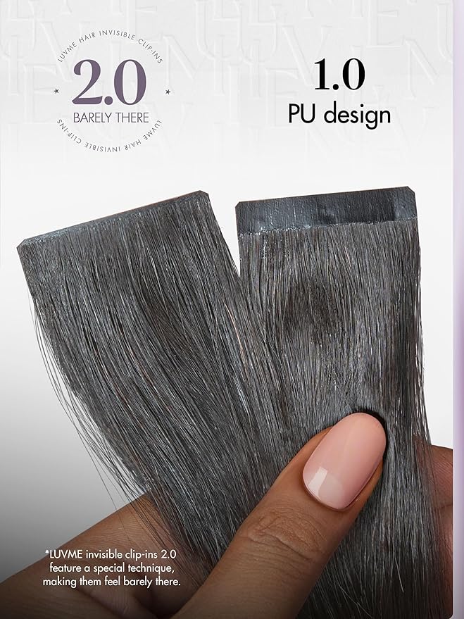 LUVME Invisible Clip in Hair Extensions Real Human Hair, 14 inch 110g 6Pcs, Natural Black Remy Human Hair Extensions Clip ins for Women, Natural Human Hair