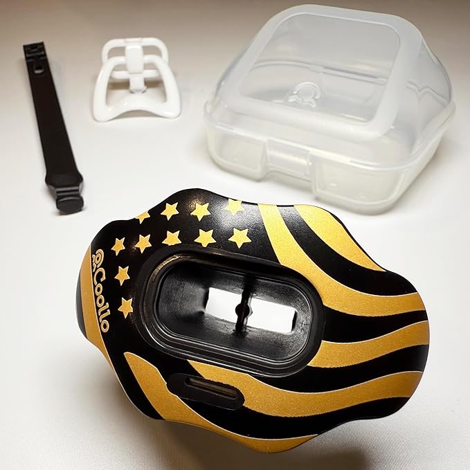 Football Mouth Guard Lip Guard 2-in-1 Transformer Pacifier Football Sports Lip Protector for Adults & Youth USA Flag & Fangs Mouthpiece (Case Included)