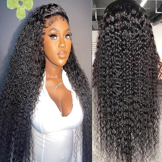 Manorshen 26 Inch 5x5 HD Lace Closure Wigs Human Hair Pre Plucked Deep Wave Human Hair Wigs for Black Women Glueless 180% Density Wet and Wavy Deep Curly Wig Natural Color with Baby Hair