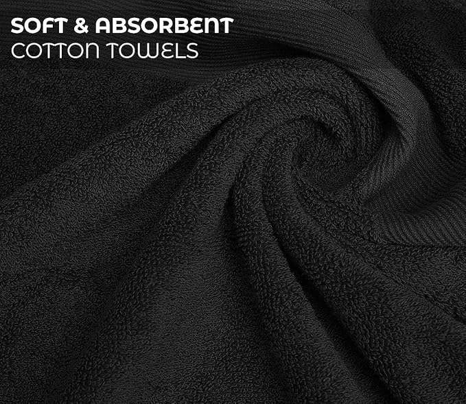 Softolle Luxury Bath Towels Set of 4 (27” x 54”) | Towels for Bathroom | Super Soft | Highly Absorbent Towels for Home, Spa, Gym (Black)