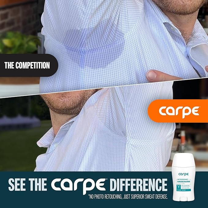 Carpe Deodorant Underarm Antiperspirant - Advanced Sweat & Odor Protection Formula - Sport Deodorant for Men & Women - Combat Excessive Sweating with Odor Control - Clean Sport Scent (Pack of 2)