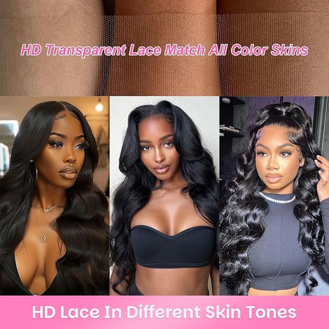28 Inch Body Wave Lace Front Wigs Human Hair 200% Density 13x6 HD Lace Frontal Wig Pre Plucked Tangle-free Glueless Full Lace Frontal Wigs for Women Daily Virgin Human Hair