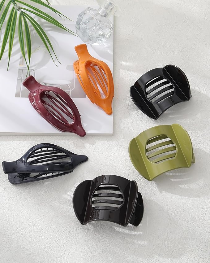6 PCS French Flat Hair Clips for Women 2 Styles Large Matte Flat Claw Clips Strong Hold No-Slip French Hair Barrettes for Thick Thin Hair(Multicolor 1)