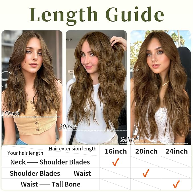 KooKaStyle Invisible Wire Hair Extensions with Transparent Wire Headband Adjustable Size 4 Secure Clips Long Wavy Hairpiece 24 Inch 10/12B#COCOA# for Women
