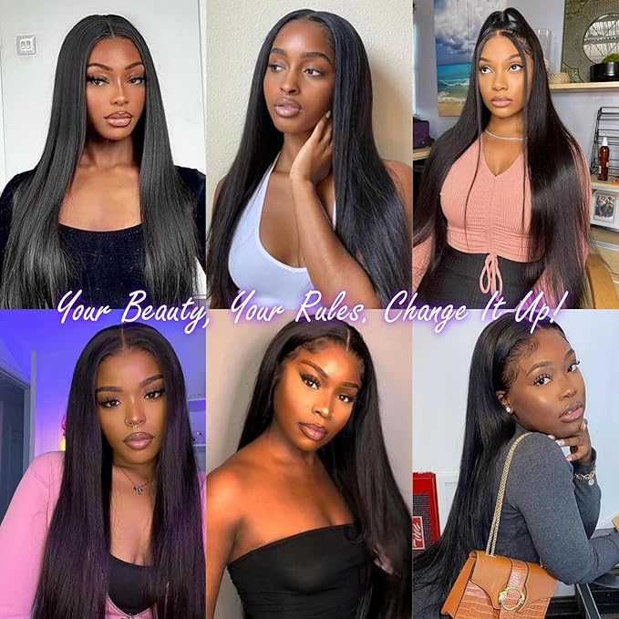 13x6 Lace Front Human Hair Wig, 100% Human Hair 180 Density, HD Lace Frontal Wig, Pre-Plucked Glueless Wigs, 26inch