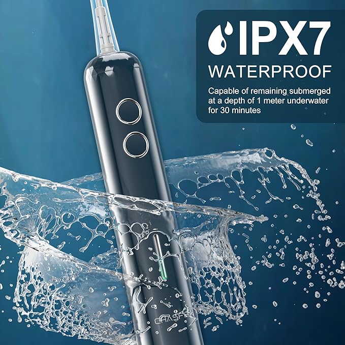Electric Toothbrush Wave Oscillation & Vibration Sonic Tooth Brush for Adults BASS-Brushing Technique Travel Rechargeable Toothbrushes 4 Soft Bristle Replace Heads IPX7 Gifts for Men Women Bluey