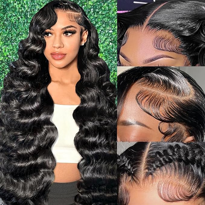 13x6 Body Wave Lace Front Wigs Human Hair 26 inch Pre Plucked HD Transparent Lace Frontal Wigs Human Hair 200 Density Glueless Brazilian Virgin Human Wigs with Baby Hair for Women