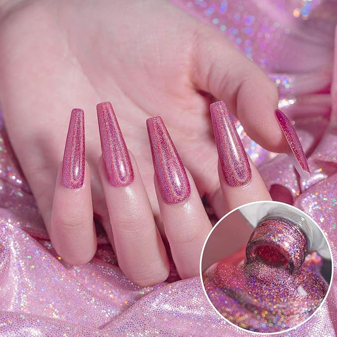 RARJSM Holographic Nail Polish Red Gel Nail Polish with Rainbow Effect Nail Lamp Required 1 Pack 0.25 Fl.oz Gel Polish Colors for Starter Nail Art Design RAR75