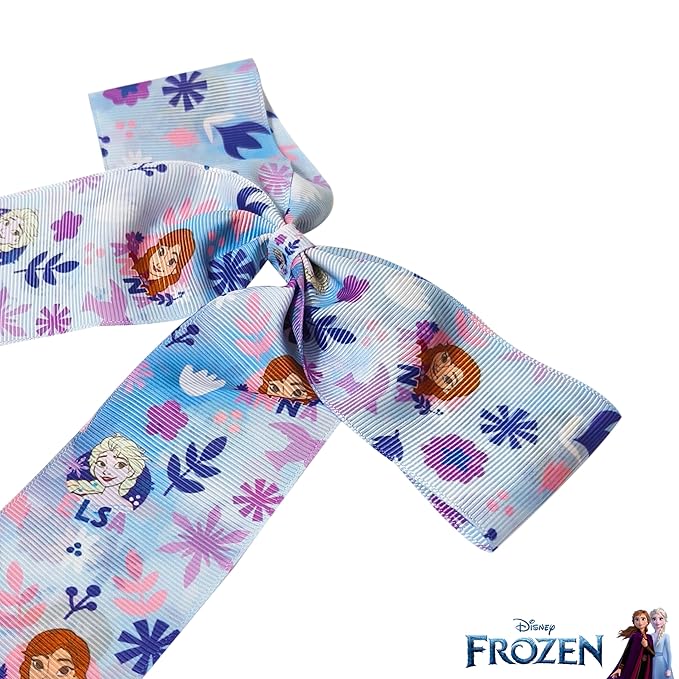 LUV HER Disney Frozen Hair Bows For Girls - One Large Printed Hair Bow Featuring your Favorite Frozen Characters - Alligator Clip - Large Bows for Daily Styling or Special Occasions, Ages 3+
