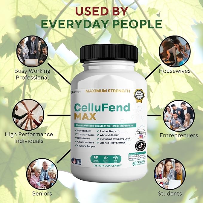 Cellufend Max Herbal Supplement with Banaba Leaf, Juniper Berry, 60 Capsules (1)