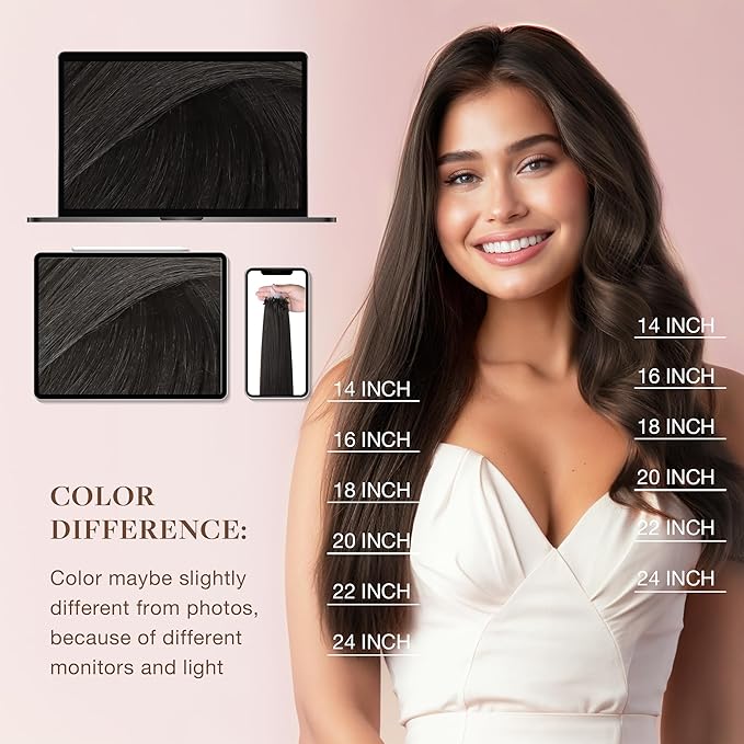GOO GOO Micro Link Tip Hair Extensions Real Human Hair, 18inch 50g 50S, Cold Fusion Micro Link Tip, Invisible Remy Hair Extensions, 1B Natural black