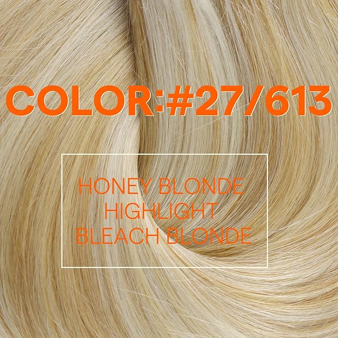 Full Shine Blonde Weft Human Hair Extensions For Women Weft Hair Extensions Sew In Hair Extensions Soft Silky Hair Color Caramel Blonde Mix Bleach Blonde Human Hair Extensions Sew In 100G 14 Inch