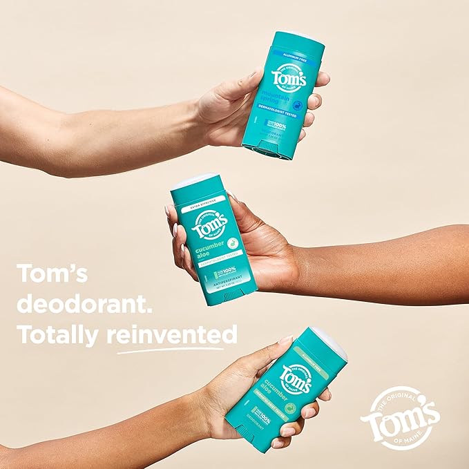 Tom’s of Maine Cucumber Aloe Antiperspirant, For Women and Men, 3.25 oz (2 Pack)
