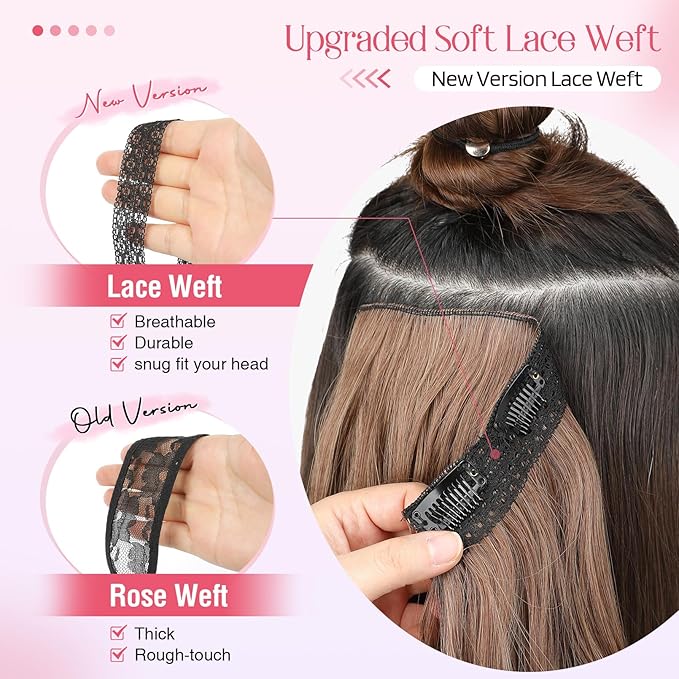 HOOJIH Hair Extensions, Clip in Hair Extensions 4PCS Black Hair Extension 14" Short Wavy Curly Clip on Hair Extensions Invisible Lace Weft Natural Soft Hairpieces for Women - Black