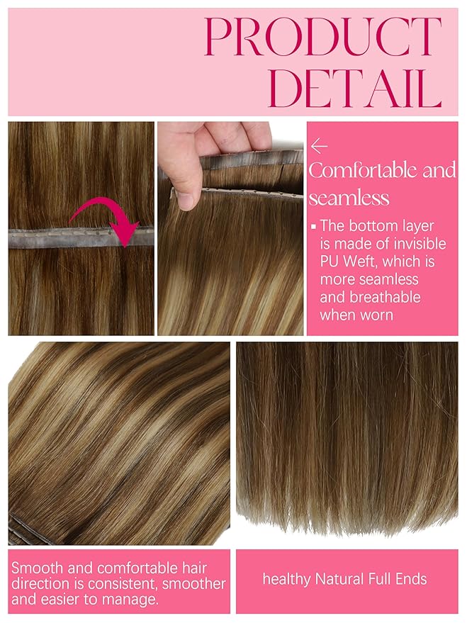 Lacer Hair OVO Double Butterfly Weft Hair Extensions 20in Seamless Micro Beads Weft Chocolate Brown To Caramel Blonde With Brown Roots Sew In Hair Extensions Glueless 100G 31.5"