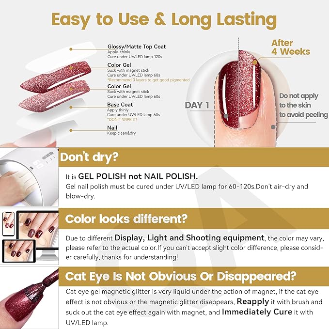 YTD Likomey Cat Eye Gel Nail Polish,Berry Red 15ml Translucent Neutral Jelly Glitter Sheer UV Magnet Blood Red Fall Winter UV Color Varnish with Magnetic Stick,MY302