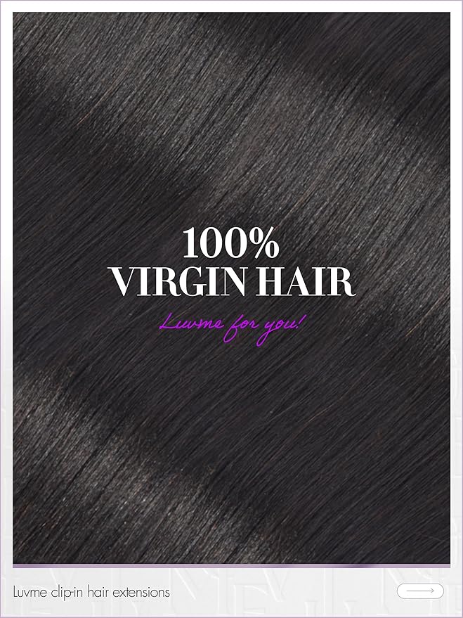 LUVME Yaki Straight Seamless 70g 4Pcs Clip in Hair Extensions Full Max with 20inch Remy Human Hair Clip ins Extensions, Natural Black 100% Real Soft Hair