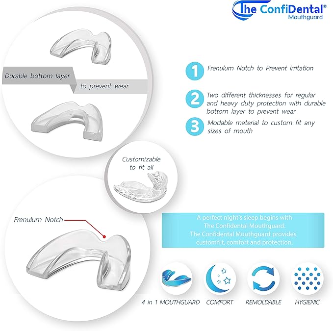 The ConfiDental Mouth Guard for Grinding Teeth at Night - 3 Models Pack of 6 Moldable Dental Night Guards for Teeth Grinding and Clenching Teeth Grinding Mouth Guard for Sleep