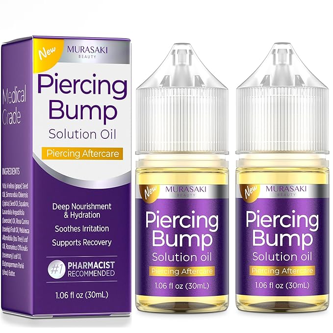 MURASAKI BEAUTY Piercing Bump Solution Oil, 1.06 fl oz, Aftercare Treatment (2 Pack)