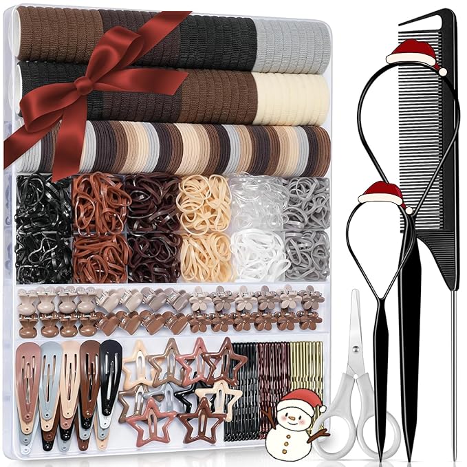 823PCS Elastic Hair Ties, IKOCO Hair Bands Hair Accessories for Girls with Hair Clips, Neutral Colors