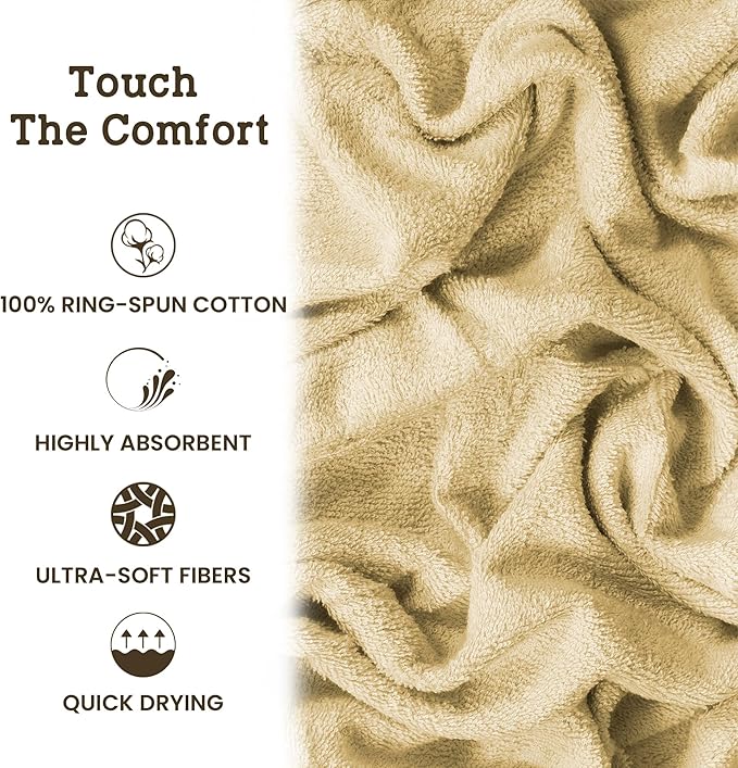 Casa Lino Face Towels & Body Wash Cloths for Showering - 100% Cotton Wash Cloths for Bathroom - Highly Absorbent & Quick Drying Washcloth Set - Cotton Washcloths 24 Pack (12" x 12") - (Linen Brown)