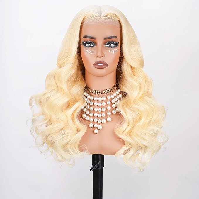 613 13x6 Lace Front Wig Human Hair 250 Density 36 Inch Body Wave Blonde Wig Human Hair 613 HD Lace Frontal Wigs 13x6, 100% Real Human Hair No Synthetic Blend No Tangle No Shedding Triple Lifespan 3X