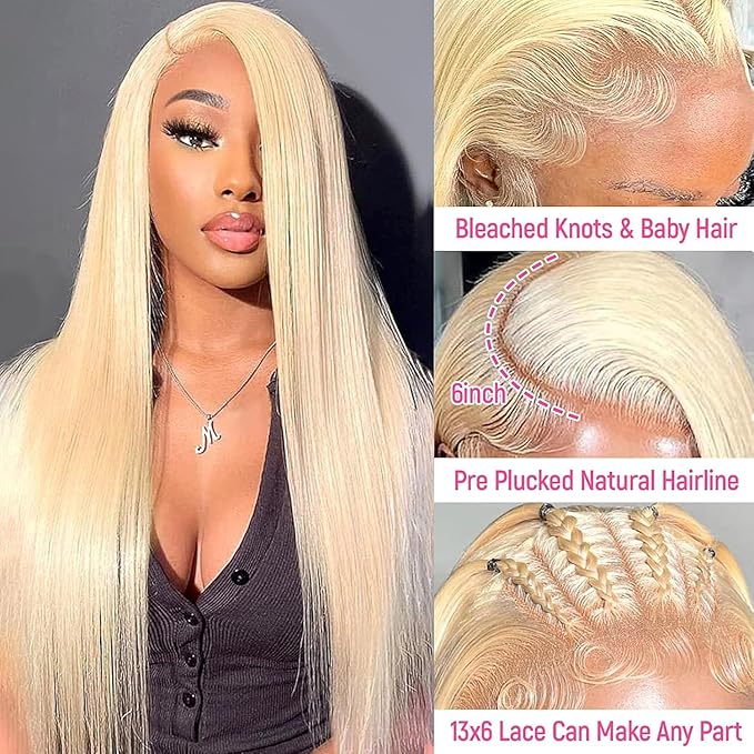 613 Lace Front Wig Human Hair 250 Density 13x6 Blonde Wig Human Hair 613 Straight Lace Front Wigs 12A Brazilian Virgin Human Hair Wigs for Women 26 Inch
