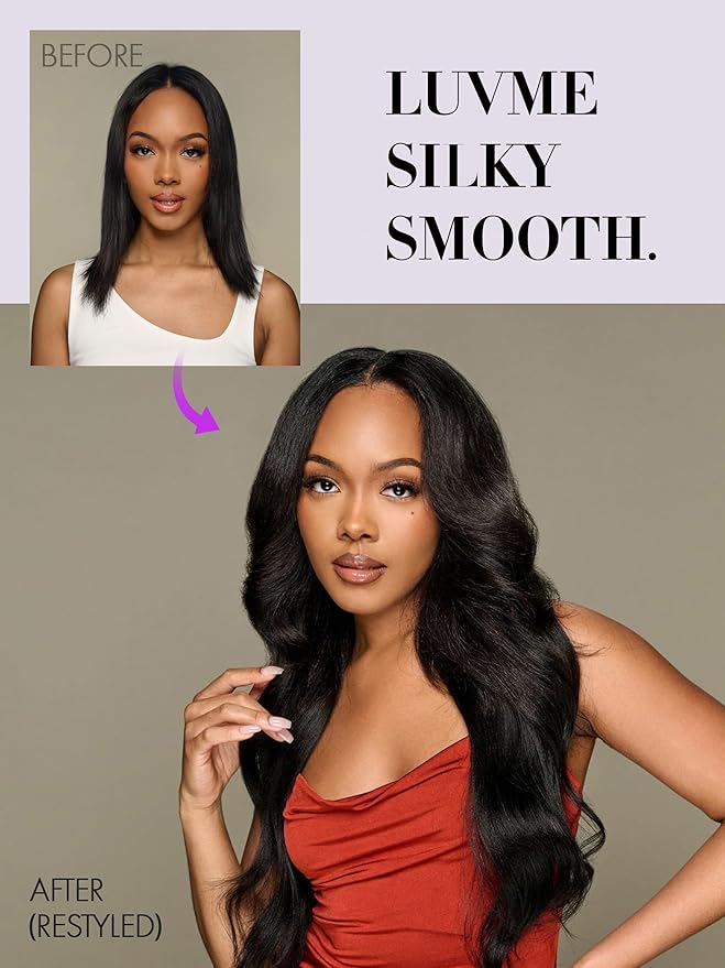 LUVME Yaki Straight Clip in Hair Extensions Real Human Hair For Women 100% Unprocessed Brazilian Virgin Hair clip ins Natural Black Hair Extensions 135g 9pcs 14 Inch