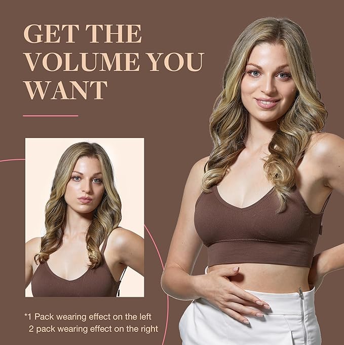 GOO GOO Clip in Hair Extensions Real Human Hair, Remy Human Hair Extensions Clip ins for Women, Natural Human Hair, 18inch 120g 7Pcs, 3/8/613 Balayage Walnut Brown to Ash Brown and Bleach Blonde