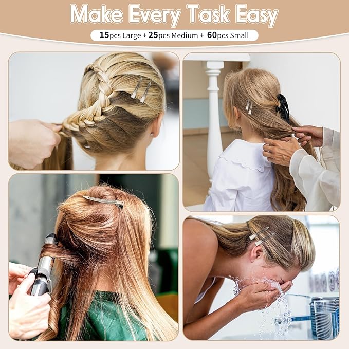 100pcs of three sizes of anti-rust metal alligator clips, Hair Styling, DIY accessories, And item fixation. Two distribution combs for braids, Coloring and styling