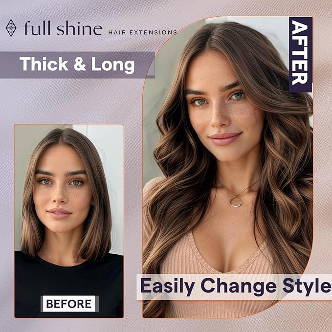 Full Shine Wide Tape Long Weft Tape in Hair Extensions Color 4/24/4 Balayage Genius Weft Tape in Extensions Human Hair 20Inch 50G Seamless Double Weft One Piece Natural Travel Friendly Styling