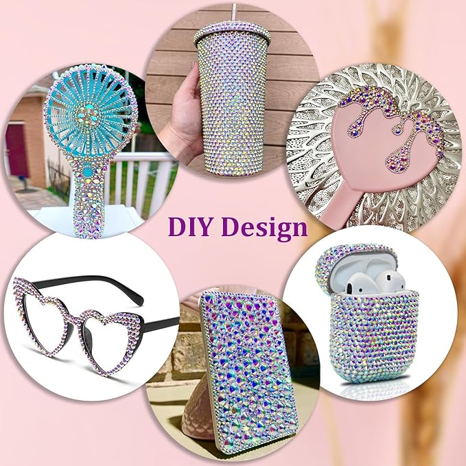 30000Pcs AB Rhinestones for Bedazzling with B7000 Jewelry Glue, Bedazzler Kit Flatback Gems, Resin Rhinestones for Crafting Crafts Clothing Shoes Fabric Nail Art Assorted Size 2/3/4/5/6mm