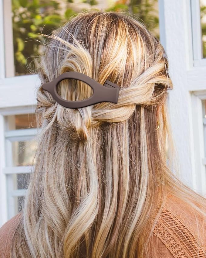6 PCS French Flat Hair Clips for Women 2 Styles Large Matte Flat Claw Clips Strong Hold No-Slip Duckbill Hair Barrettes for Lying Down, Driving,Yoga(Black)