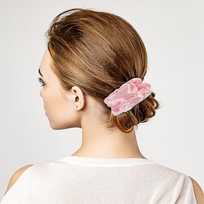 Silk Hair Scrunchies - 100% Mulberry Silk hair ties Elastic Satin Ponytail Holders No Damage Thick/Thin Hair Accessories for Women and Girls（Big/midlle/SMALL）