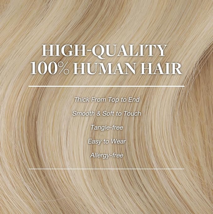 GOO GOO Clip in Hair Extensions Real Human Hair, Remy Human Hair Extensions Clip ins for Women, Natural Human Hair, 20inch 120g 7Pcs, 18A/613A Dark Blonde Highlighted Bleach Blonde