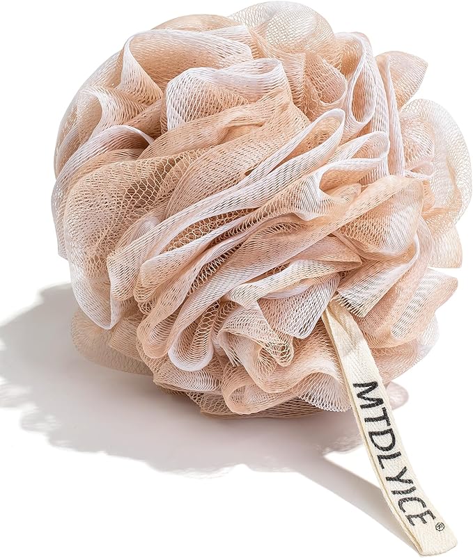 Loofah for Women, XL Large Loofah 75g 4 Pack, Bath Sponge Soft Mesh Shower, Body Scrubber, Bath Accessories Body wash Foaming (Pinkish Beige)