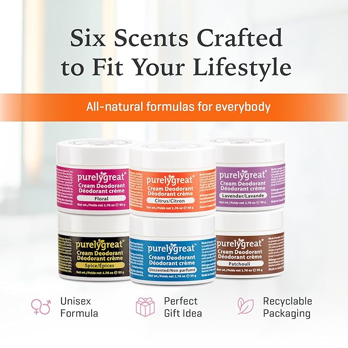 Purelygreat Aluminum-Free Deodorant Cream, Citrus Scent, 1.76oz