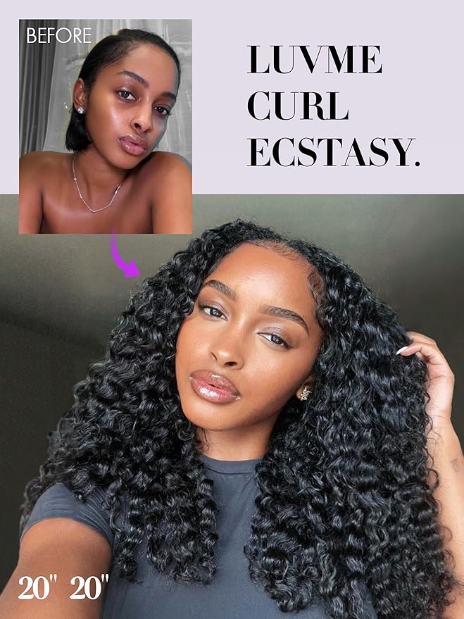 LUVME Burmese Curly Clip in Hair Extensions Real Human Hair Messy Curly Clip Ins Fullness with 1 Pack for Women Brazilian Remy Human Hair Natural Black 135g 18Inch