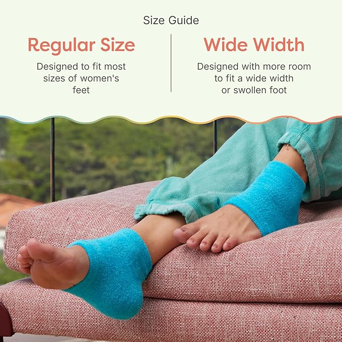 ZenToes Moisturizing Socks for Cracked Heel Treatment, Vitamin E, Olive Oil and Jojoba Oil Heel Socks, Stocking Stuffers for Women, Spa Self Care Gifts for Women (Fuzzy Blue, Wide Width)