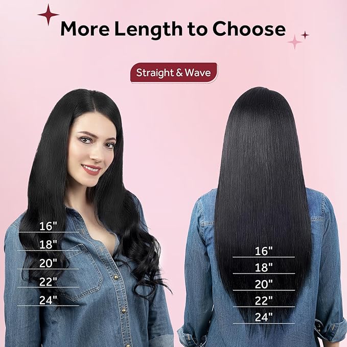 Clip in Hair Extensions Real Human Hair, Jet Black 100% Human Hair Extensions Clip in, Tangle-free Silky Straight Hair Extensions for Women, #1 20Inch 120G 7PCS