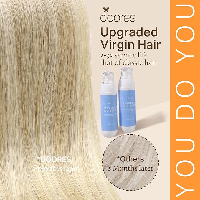 DOORES I Tip Human Hair Extensions, Dark Blonde Highlighted Bleach Blonde 50g/100s 16 Inch, I Tip Cold Fusion Human Hair Extensions ITip Extensions Straight