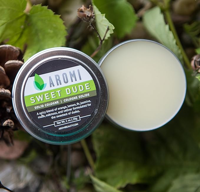 Aromi Solid Cologne | Spicy, Citrus Men's Fragrance, Oakmoss Scent, Vegan, Cruelty-free, Father's Day Gift Idea, Travel, Alcohol-free (Sweet Dude)