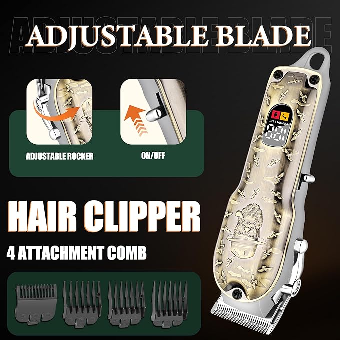 Hair Clippers Set for Men, Hair Clipper Trimmer with LED Display, Professional Cordless Hair Clipper Shaver Beard Trimmer, Hair Cutting Machine for Men, Holiday Gift for Him Father's Day Gift