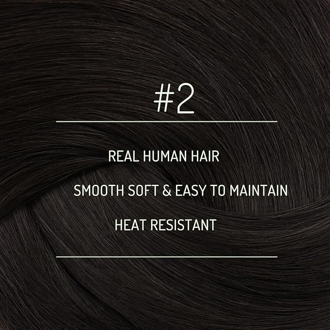 RUNATURE Clip in Hair Extensions Human Hair, 22 Inch Real Hair Extensions Clip Ins, Straight Human Hair Clip in Extensions, Remy Hair, Easy to Install, Natural Looking 120g 7pcs #2 Darkest Brown
