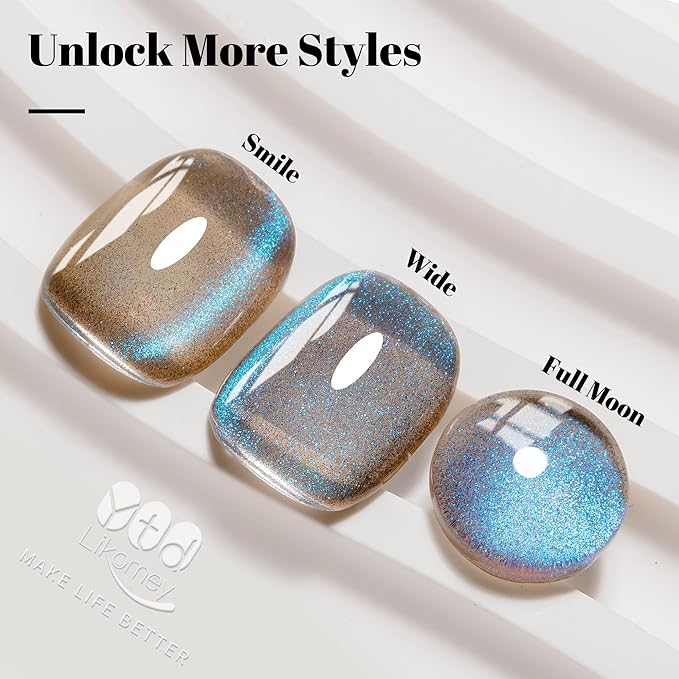 YTD Likomey Crystal Cat Eye Gel Nail Polish,15ml Gray Blue Magnetic Shimmer Shimmer Glitter Translucent Jelly Shiny Salon Home Fall Winter UV Varnish with Magnet Stick,HEMA Free TPO Free,MY515