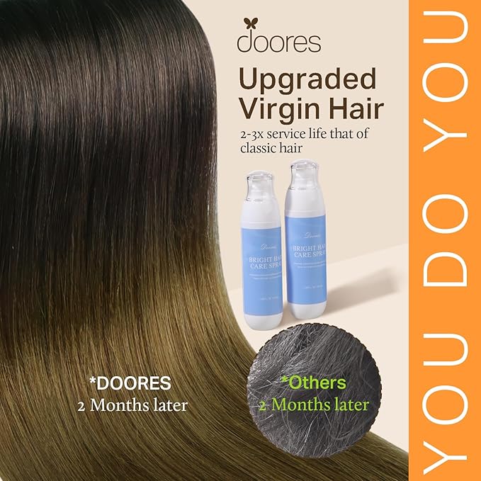 DOORES Seamless Clip in Hair Extensions Real Human Hair Extensions, Chocolate Dip Color Melt 120g 24 Inch 7pcs, Clip in Human Hair Extensions Straight Hair Invisi Edge Hair Extensions